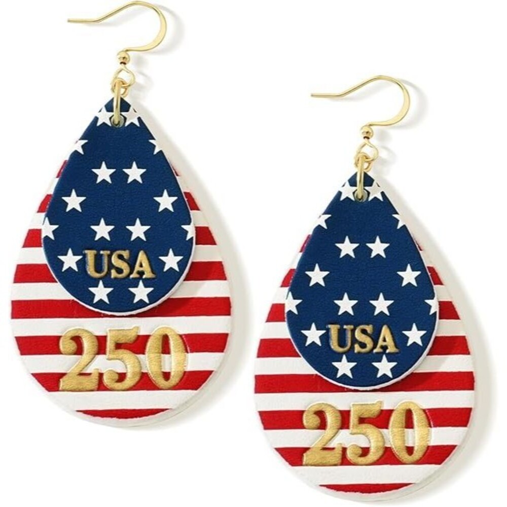 American Flag Patriotic Earrings for Women, 4th of July Teardrop Dangle Earrings
